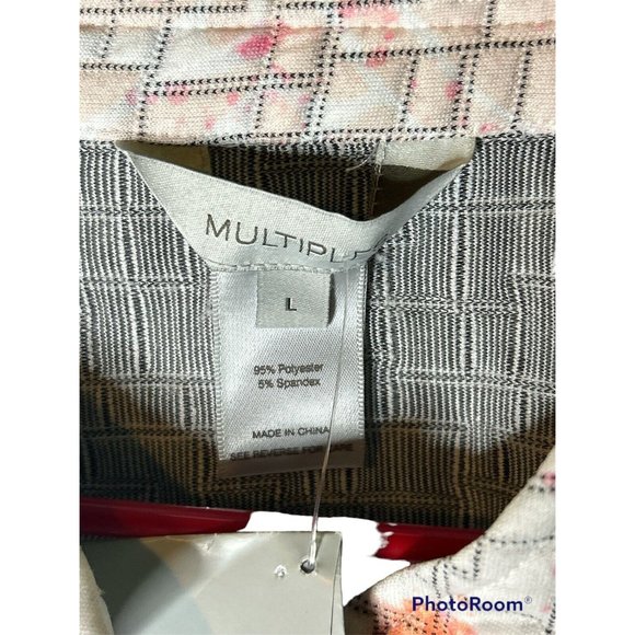 Multiples Camellia wood buttons printed light Cardigan NWT Size Large - Picture 5 of 7